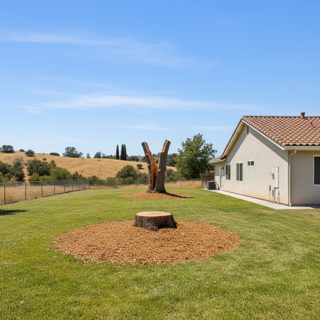 Completed emergency tree removal work at a residential property in Hayward, CA
