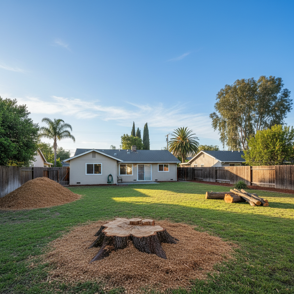 Completed emergency tree removal work at a residential property in Fremont, CA