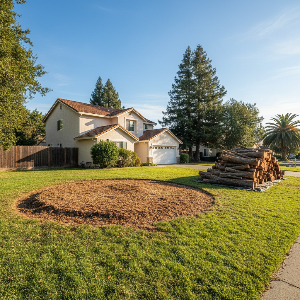 Completed emergency tree removal work at a residential property in Fremont, CA