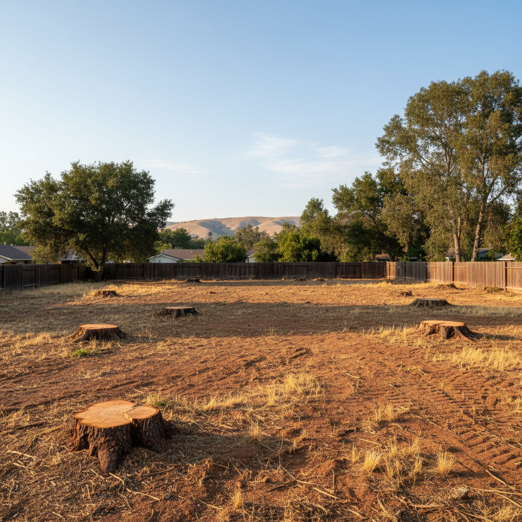 Completed land clearing work at a residential property in Fremont, CA