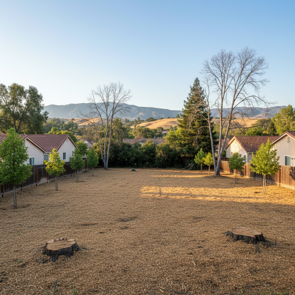 Completed lot clearing work at a residential property in Milpitas, CA