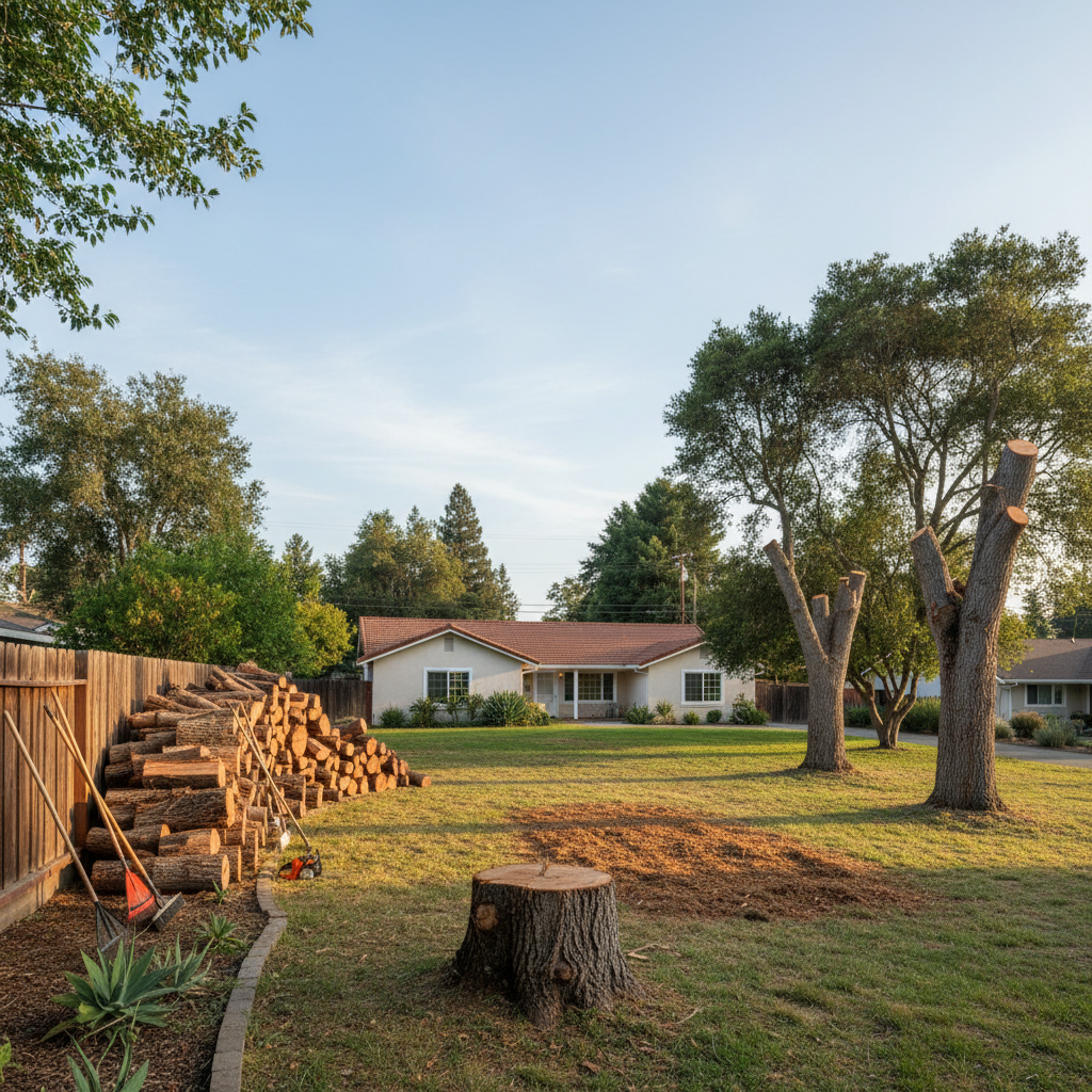 Completed tree removal work at a residential property in San Leandro, CA