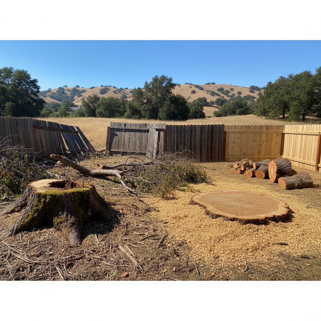 Completed tree removal work at a residential property in Hayward, CA