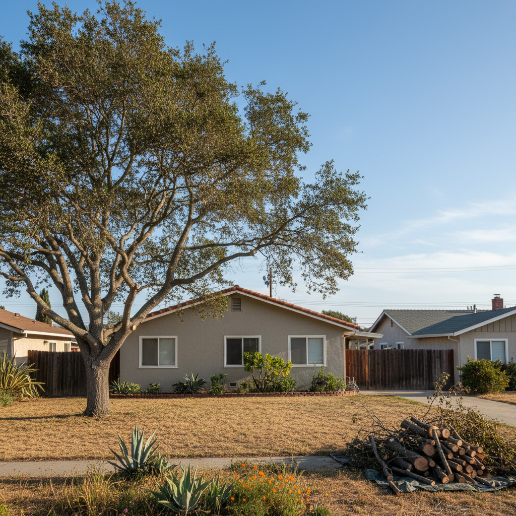 Completed tree pruning work at a residential property in Grover Beach, CA
