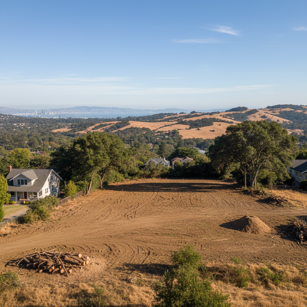 Completed lot clearing work at a residential property in Oakland, CA