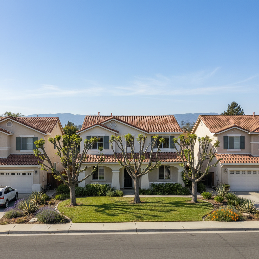 Completed tree pruning work at a residential property in Milpitas, CA