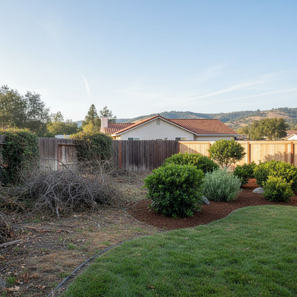 Completed shrub & bush trimming work at a residential property in Fremont, CA