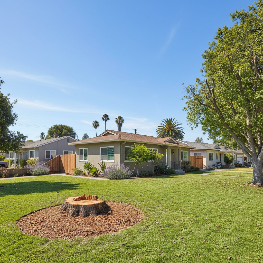 Completed tree removal work at a residential property in San Leandro, CA