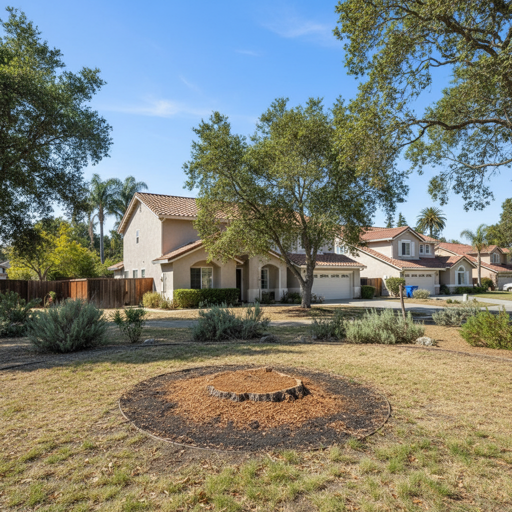 Completed stump grinding & removal work at a residential property in San Lorenzo, CA