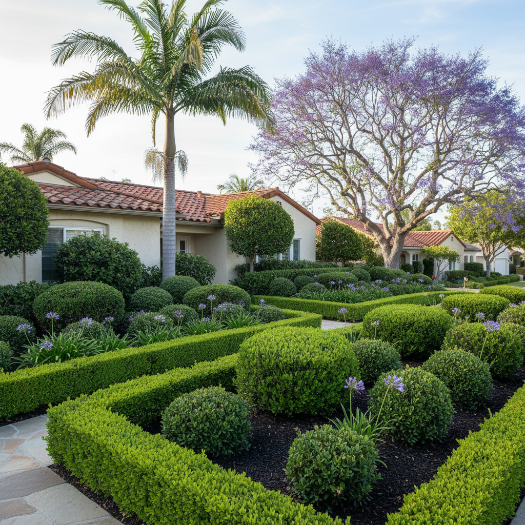 Completed shrub & bush trimming work at a residential property in Newport Beach, CA