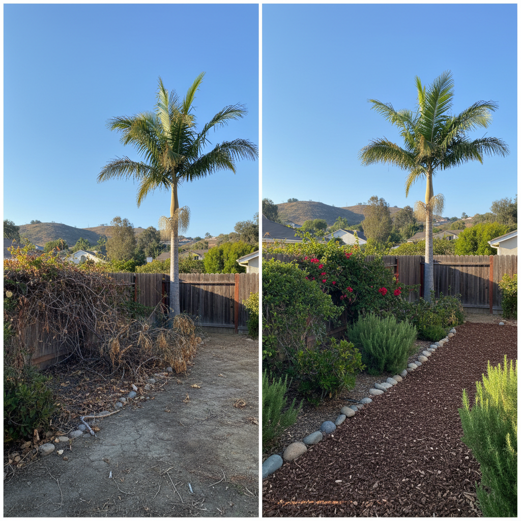 Completed shrub & bush trimming work at a residential property in Aliso Viejo, CA