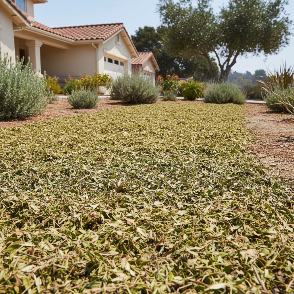 Completed shrub & bush trimming work at a residential property in Grover Beach, CA