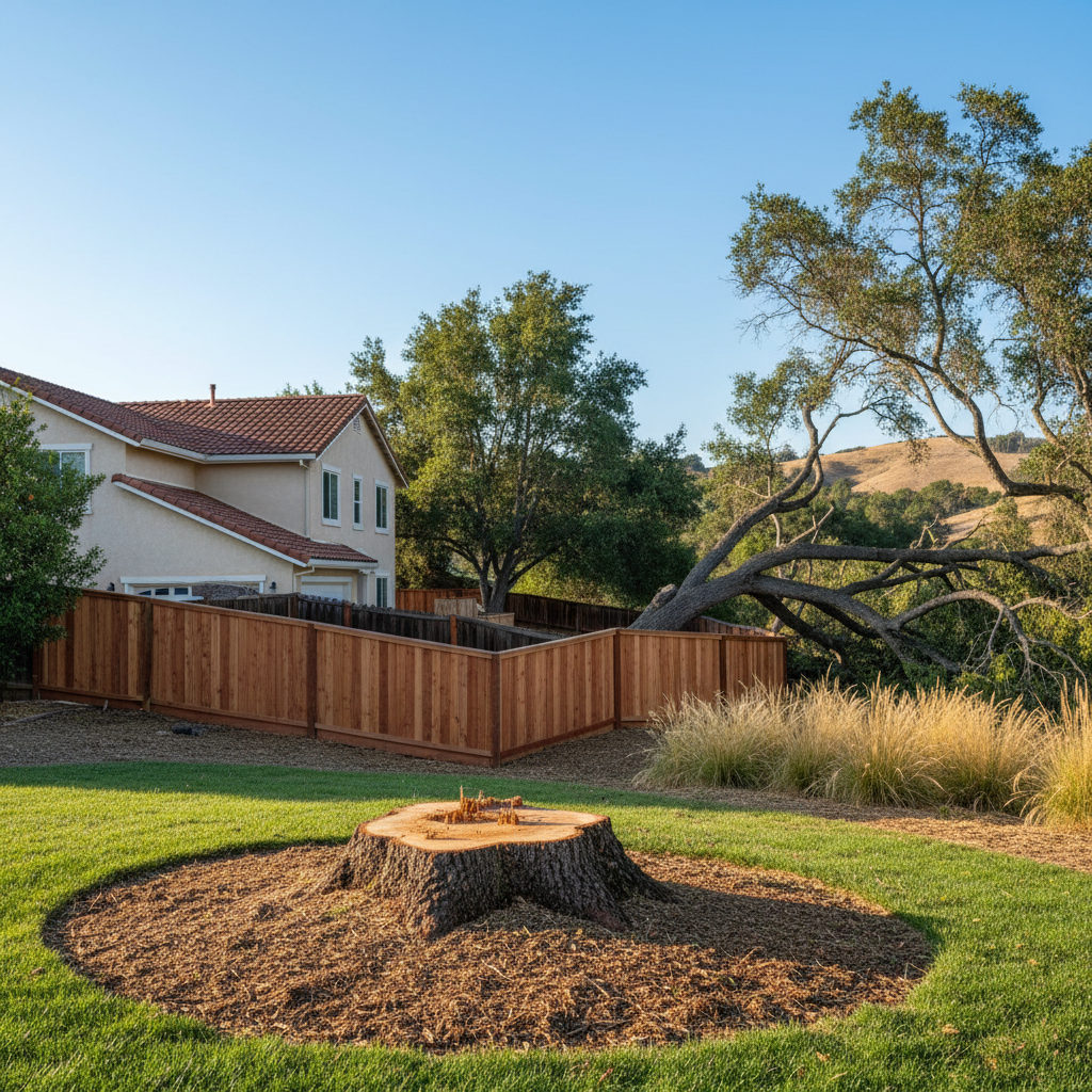 Completed emergency tree removal work at a residential property in Milpitas, CA