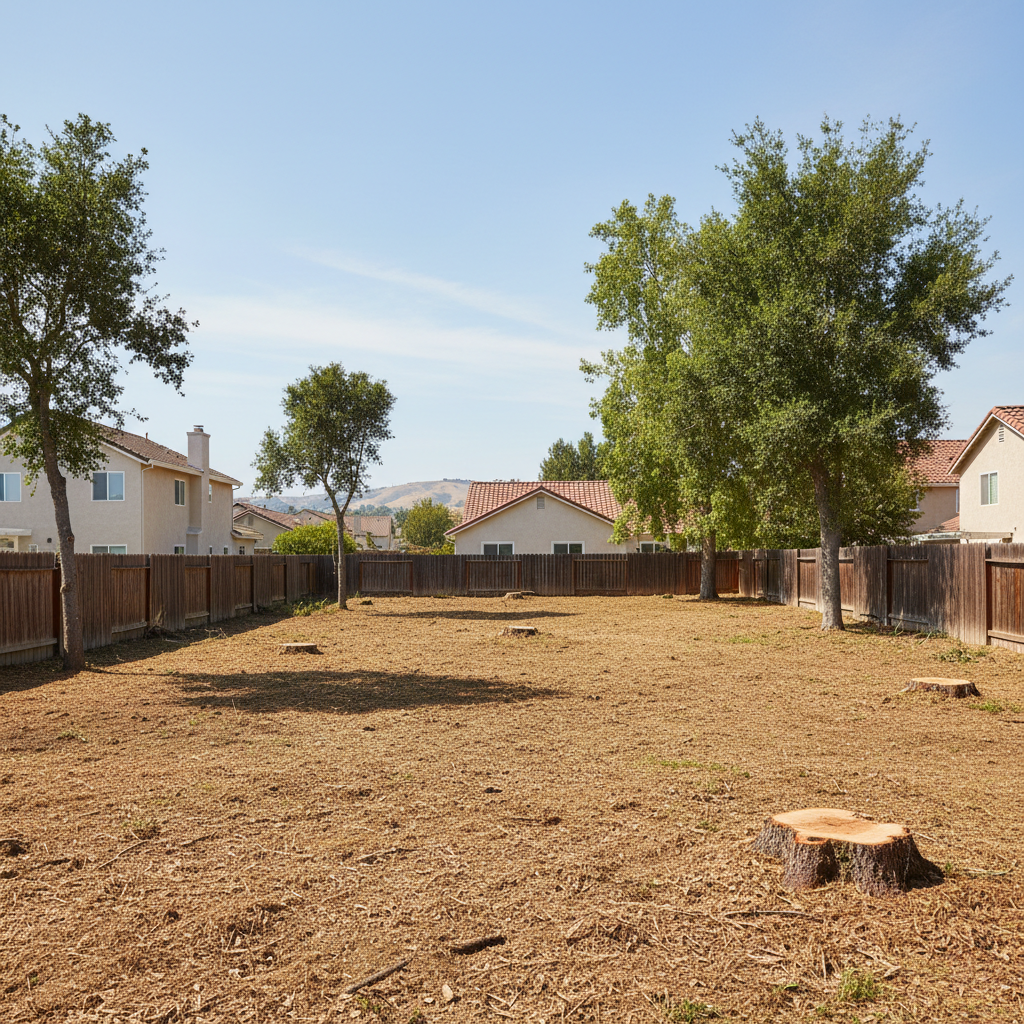 Completed land clearing work at a residential property in Milpitas, CA