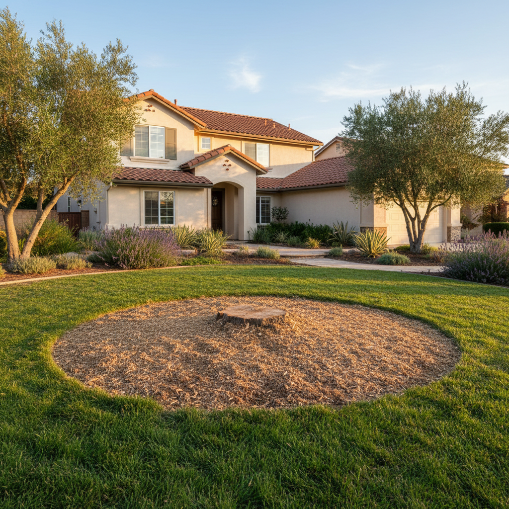 Completed stump grinding & removal work at a residential property in Aliso Viejo, CA