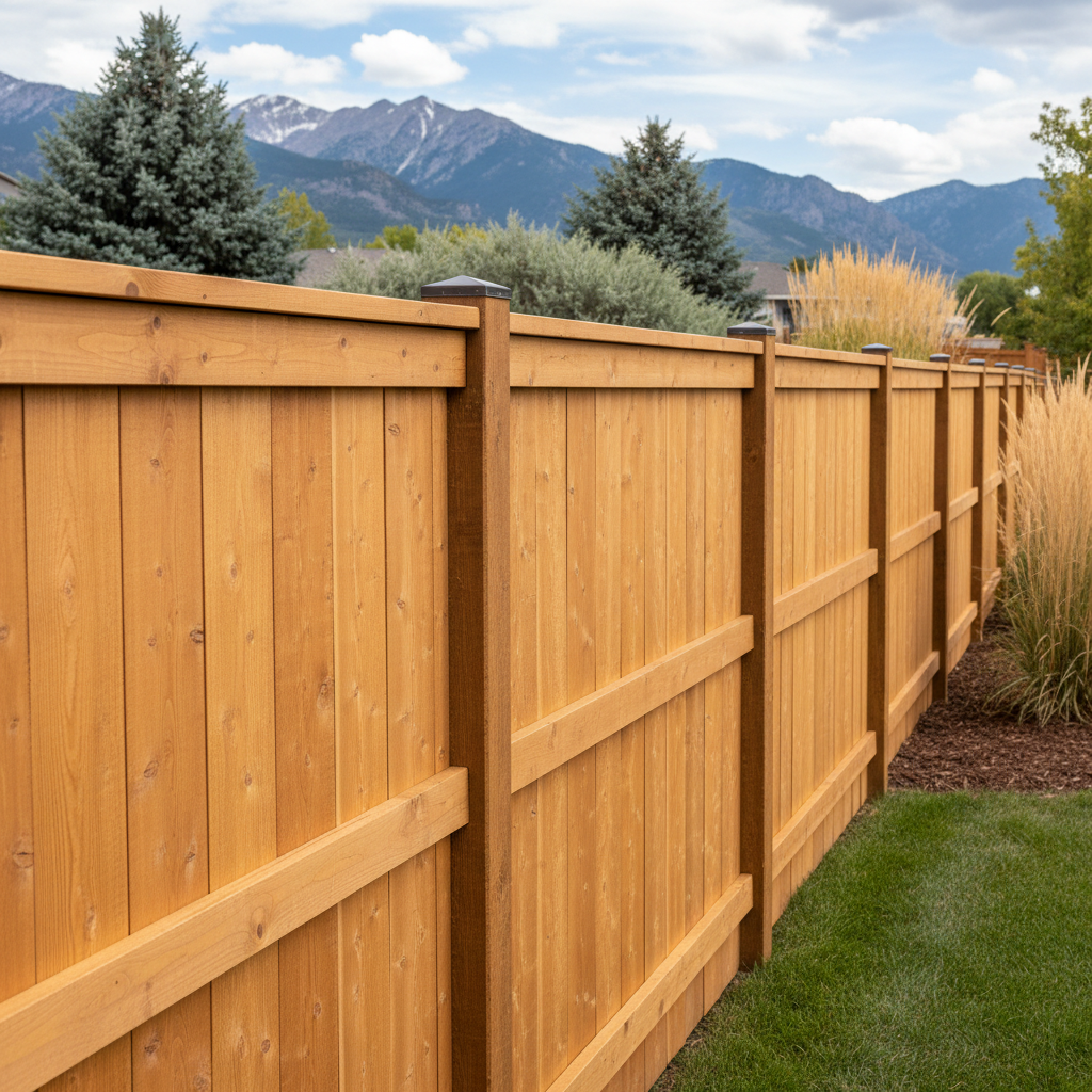 Completed privacy fence installation work at a residential property in Boulder, CO