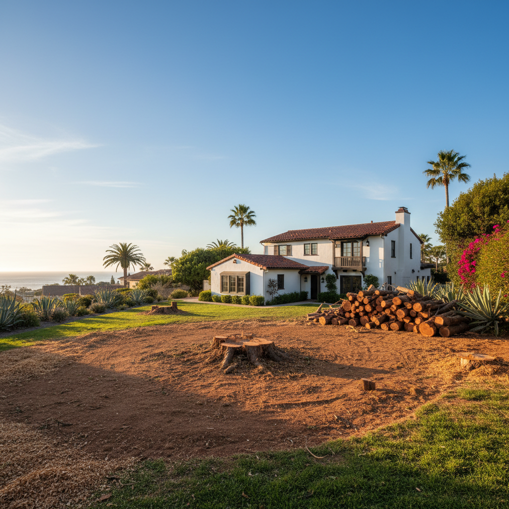 Completed emergency tree removal work at a residential property in Newport Beach, CA