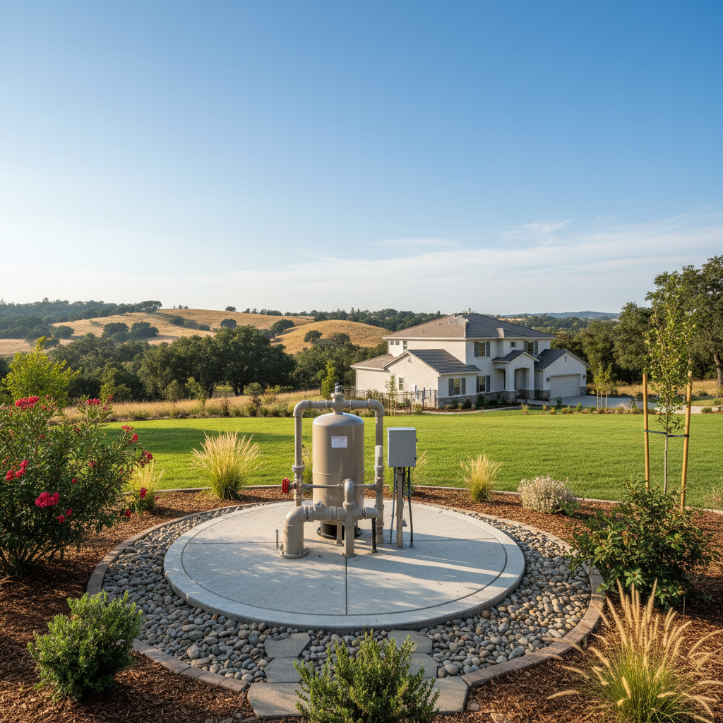 Completed pump installation work at a residential property in Fair Oaks, CA