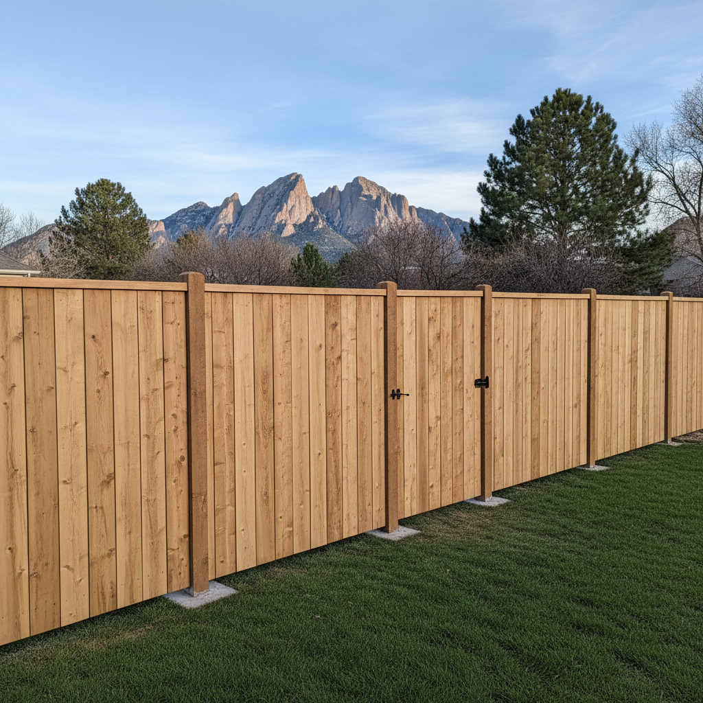 Completed privacy fence installation work at a residential property in Boulder, CO