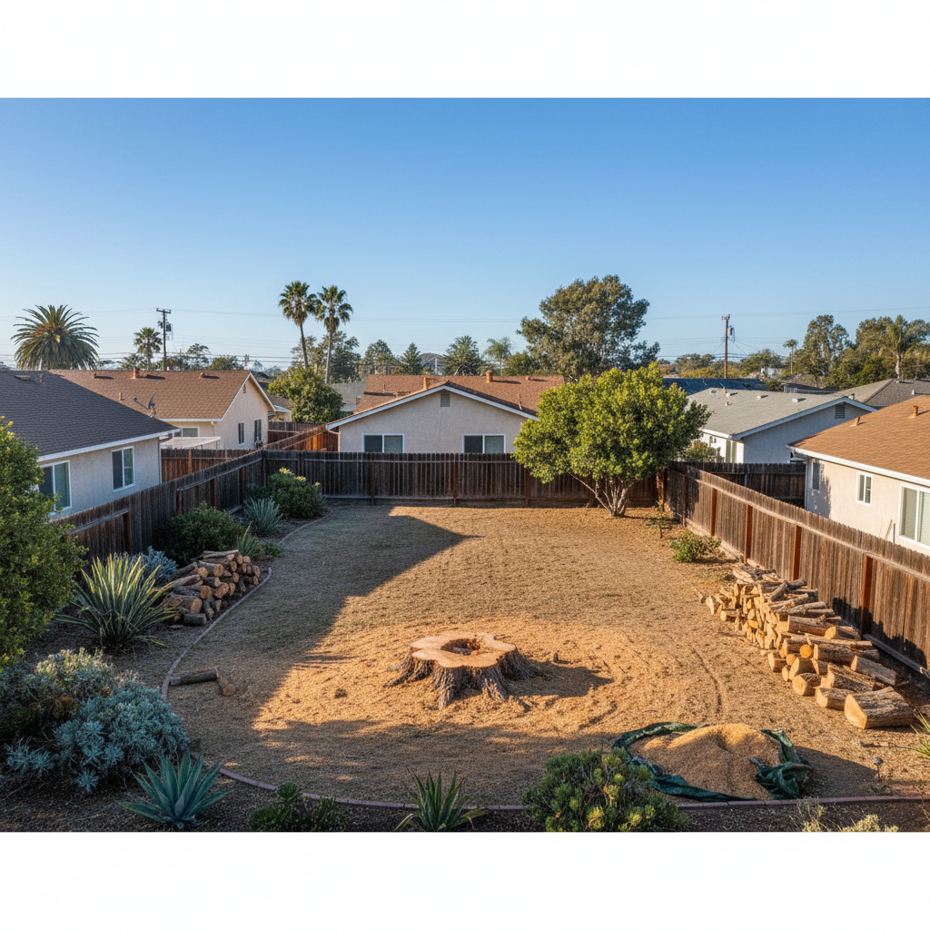 Completed tree removal work at a residential property in Grover Beach, CA