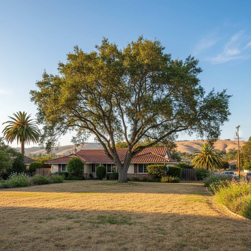 Completed tree pruning work at a residential property in San Leandro, CA