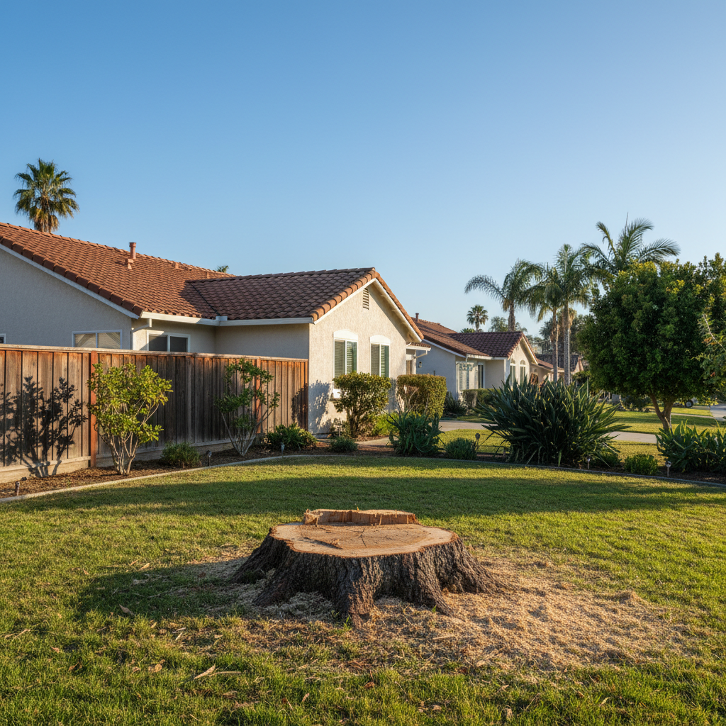 Completed tree removal work at a residential property in Newport Beach, CA
