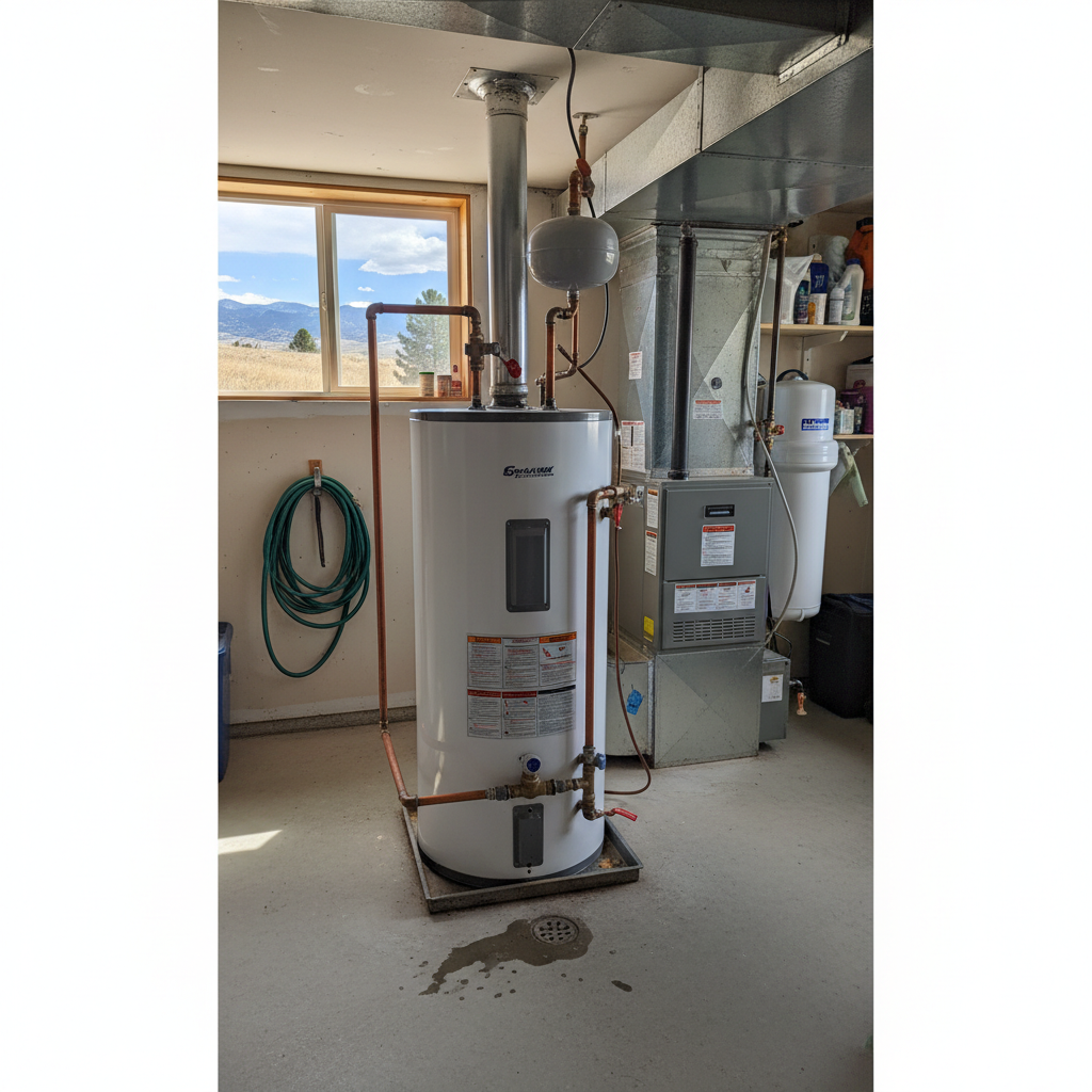 Completed water heater installation work at a residential property in Northglenn, CO