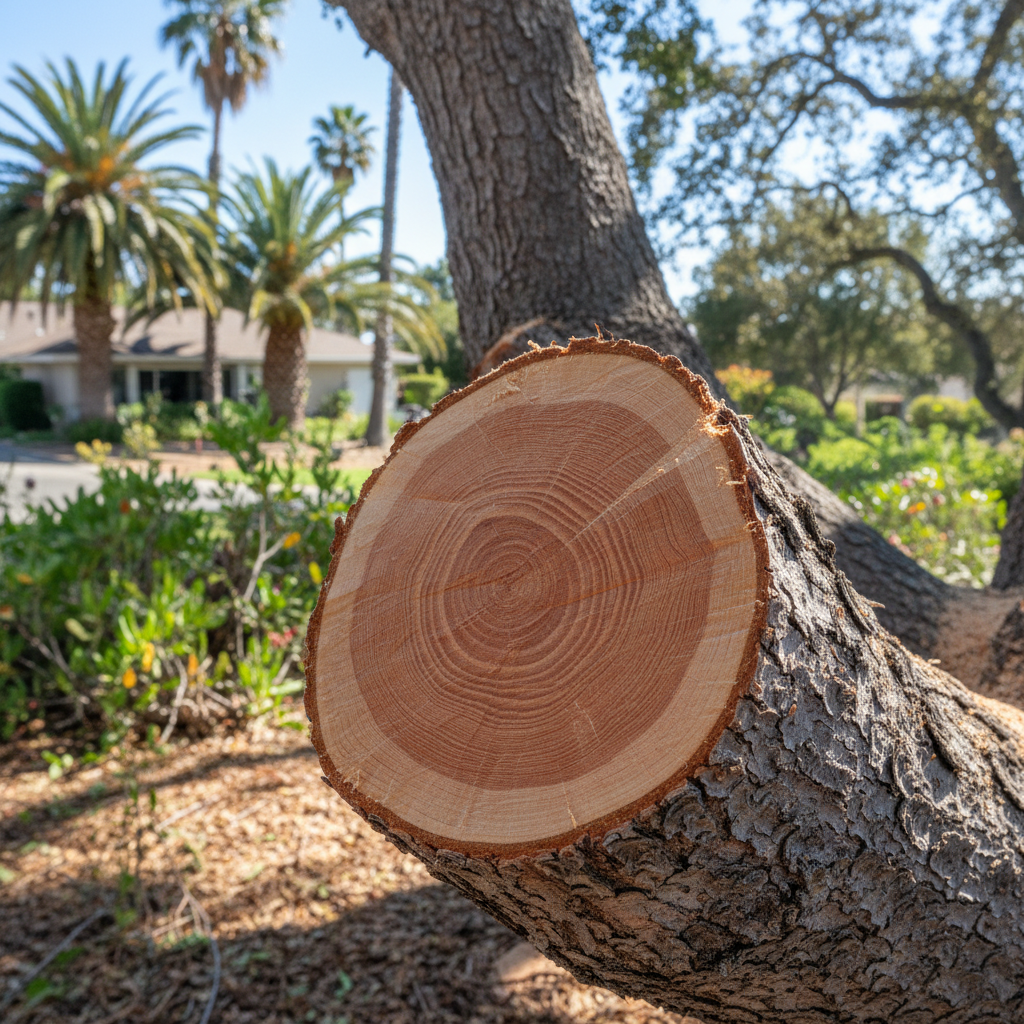 Completed tree trimming work at a residential property in Newport Beach, CA