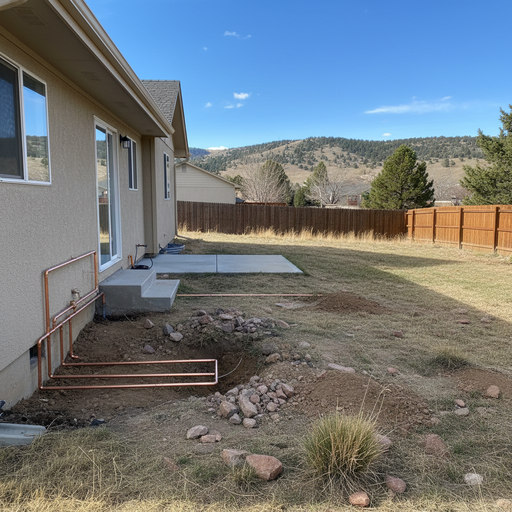 Completed pipe repair work at a residential property in Northglenn, CO