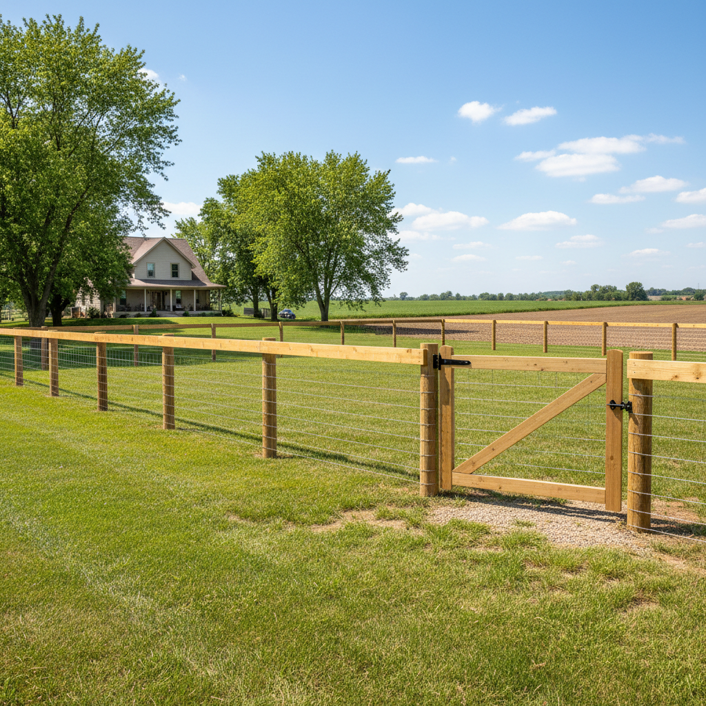 Completed farm fencing work at a residential property in Omaha, NE