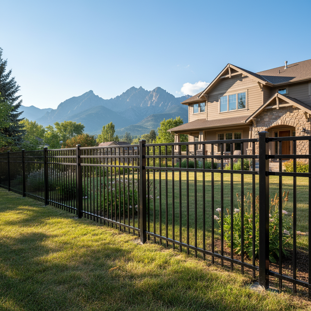 Completed aluminum fence installation work at a residential property in Boulder, CO