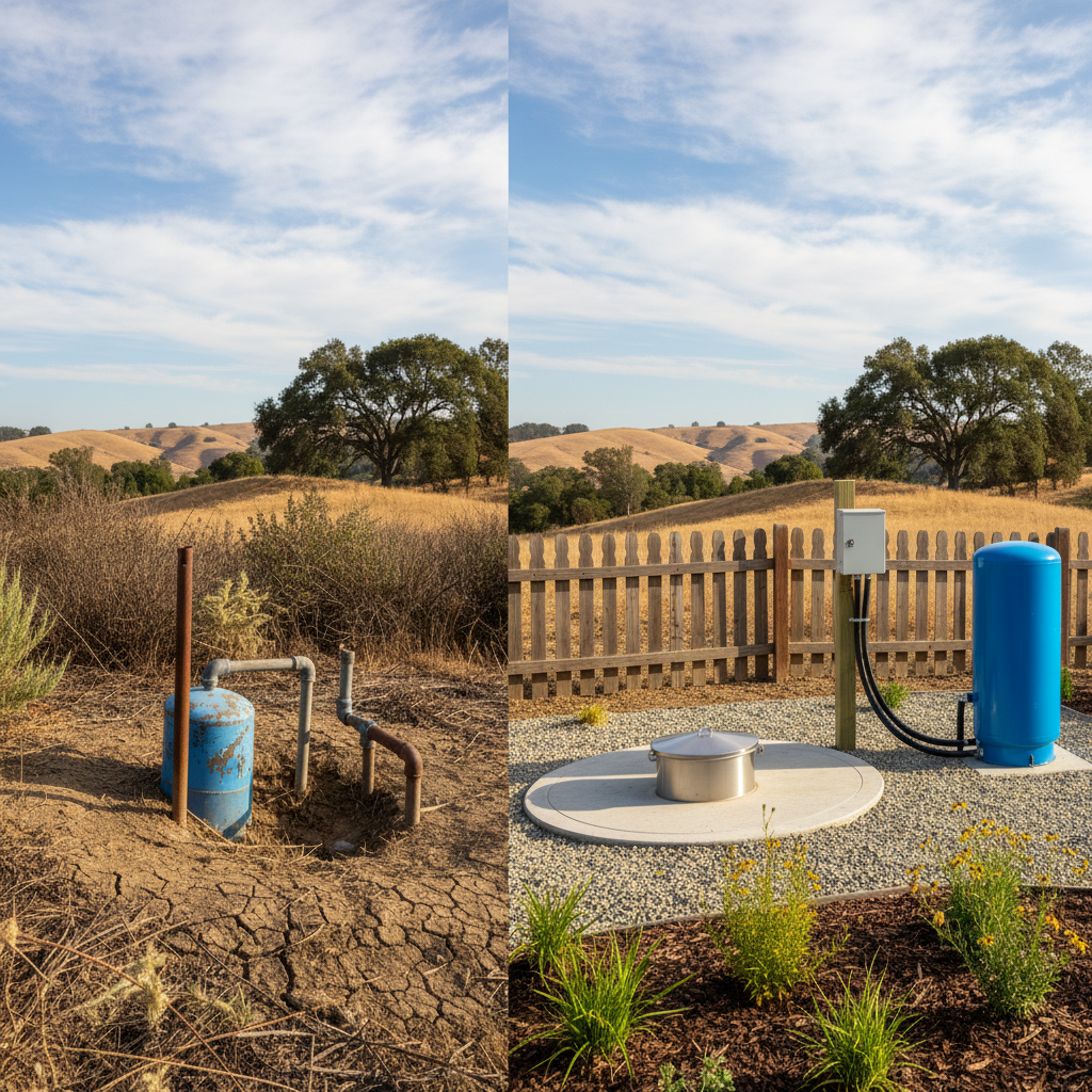 Completed pump installation work at a residential property in Fair Oaks, CA