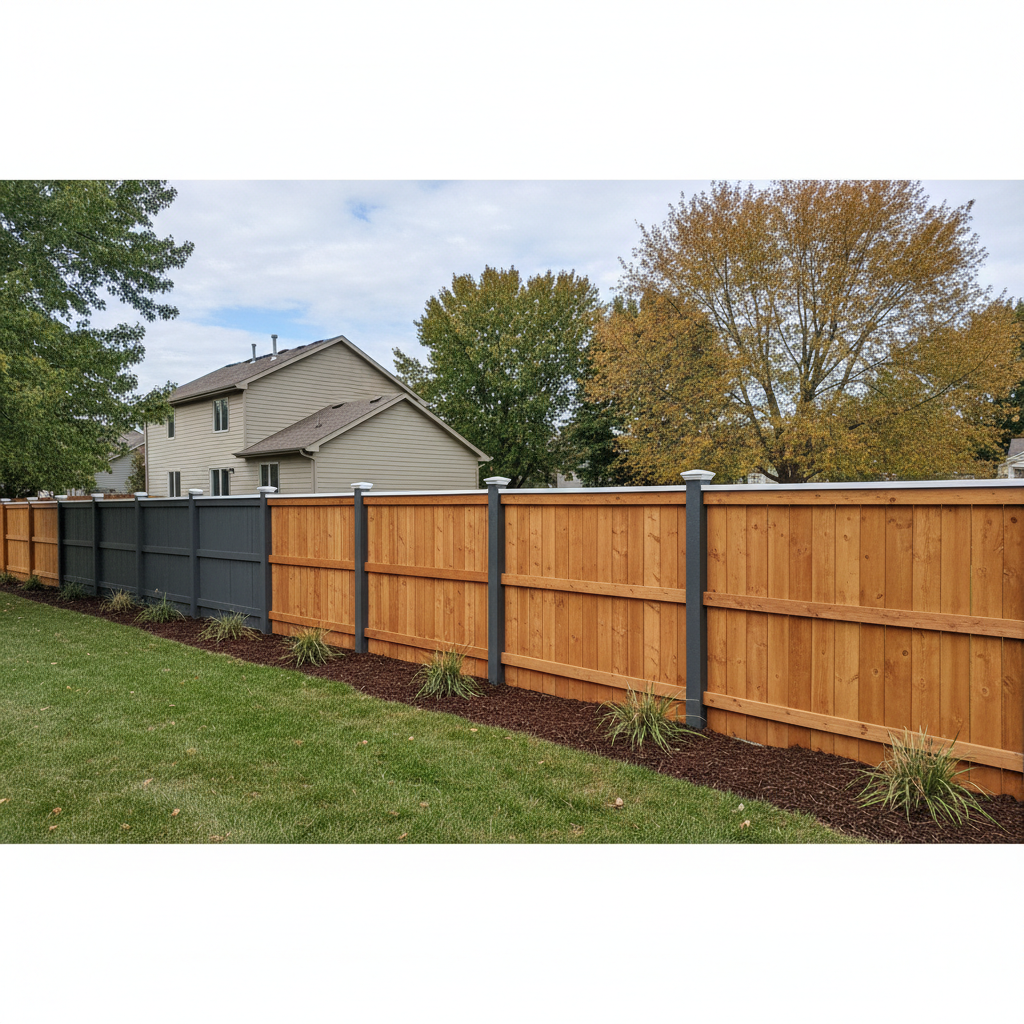 Completed fence staining and painting work at a residential property in Bellevue, NE