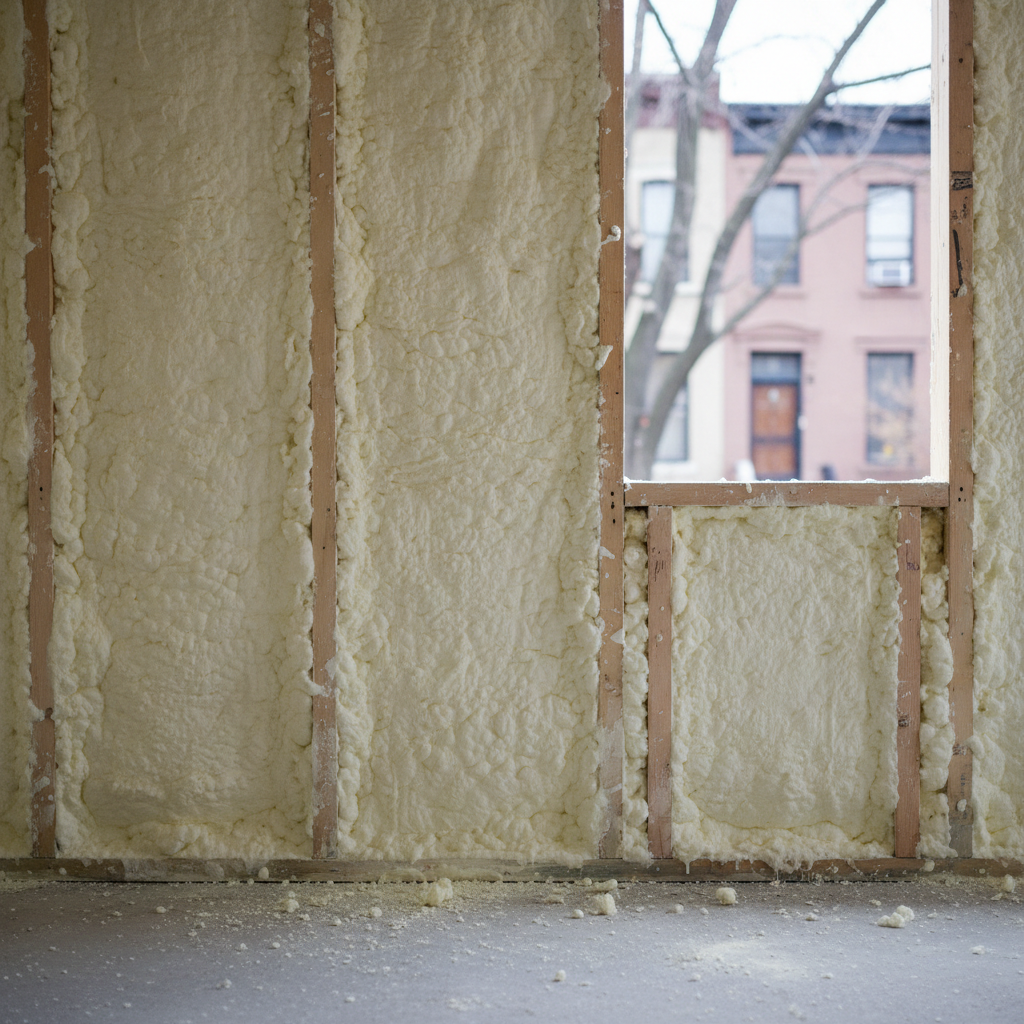 Completed closed cell spray foam work at a residential property in Brooklyn, NY
