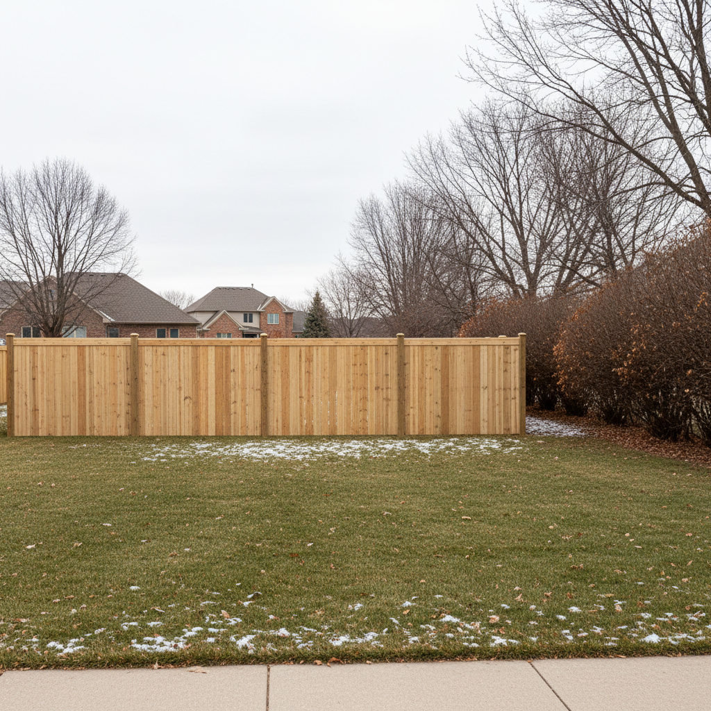 Completed wood fence installation work at a residential property in Lincoln, NE