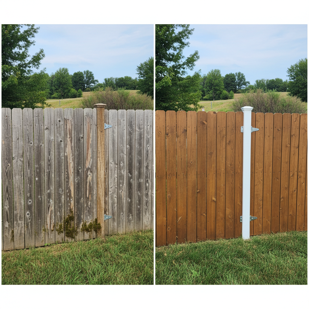 Completed fence staining and painting work at a residential property in Omaha, NE