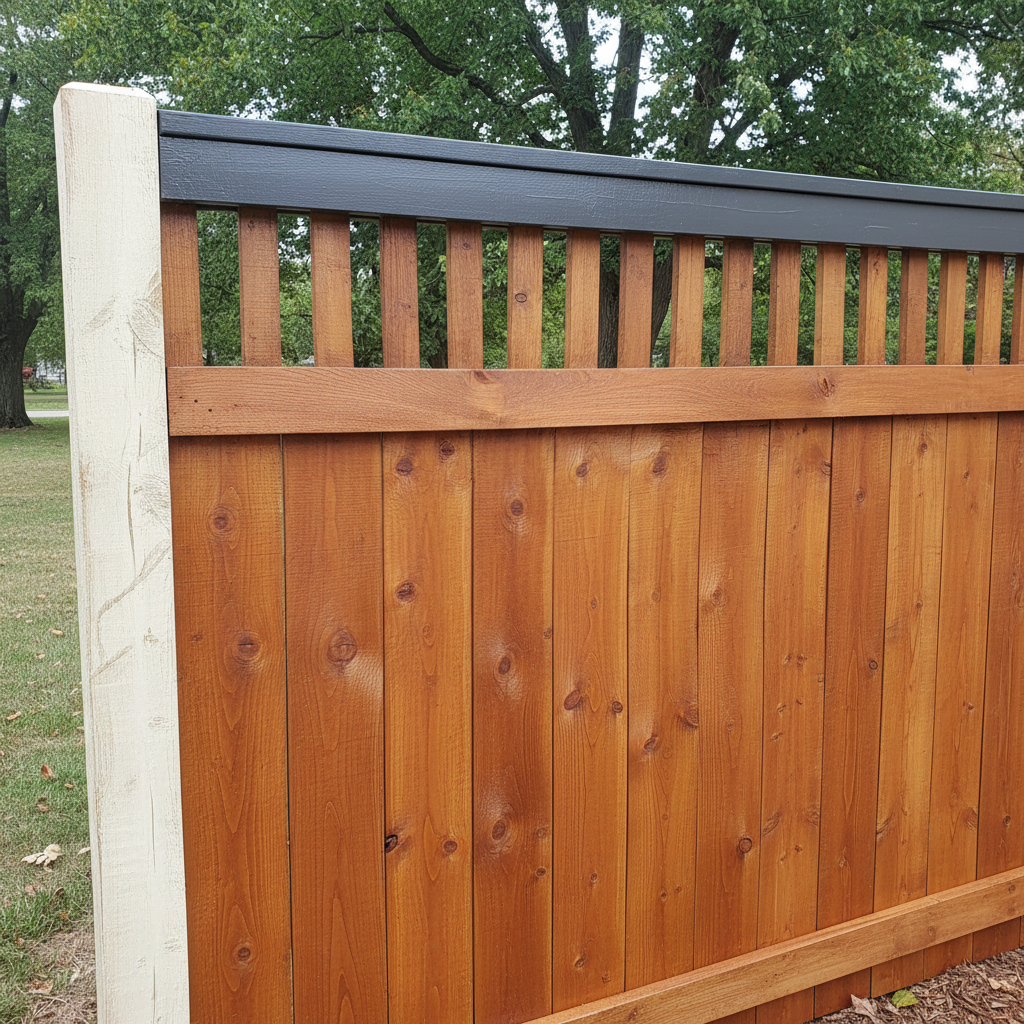 Completed fence staining and painting work at a residential property in Lincoln, NE