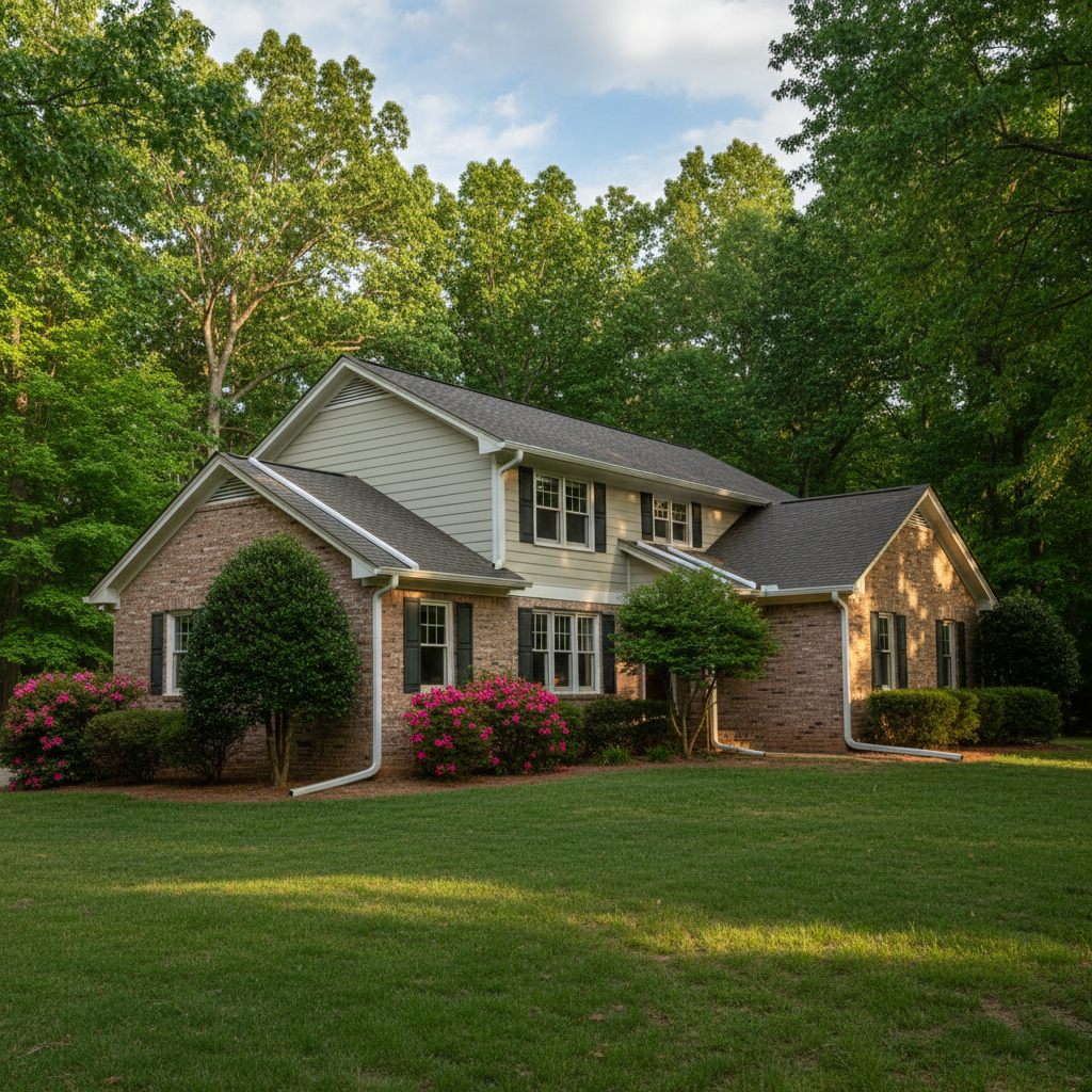Completed gutter replacement work at a residential property in Chapel Hill, NC