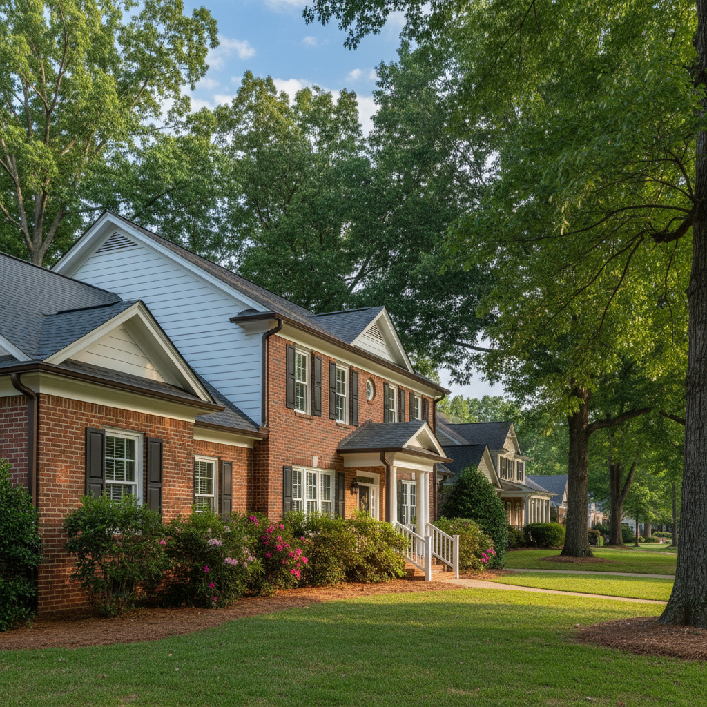 Completed gutter maintenance plans work at a residential property in Chapel Hill, NC