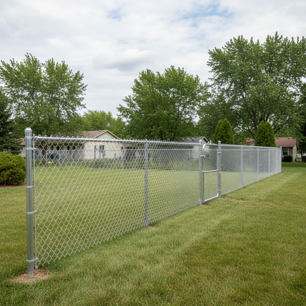 Completed chain link fence installation work at a residential property in Lincoln, NE