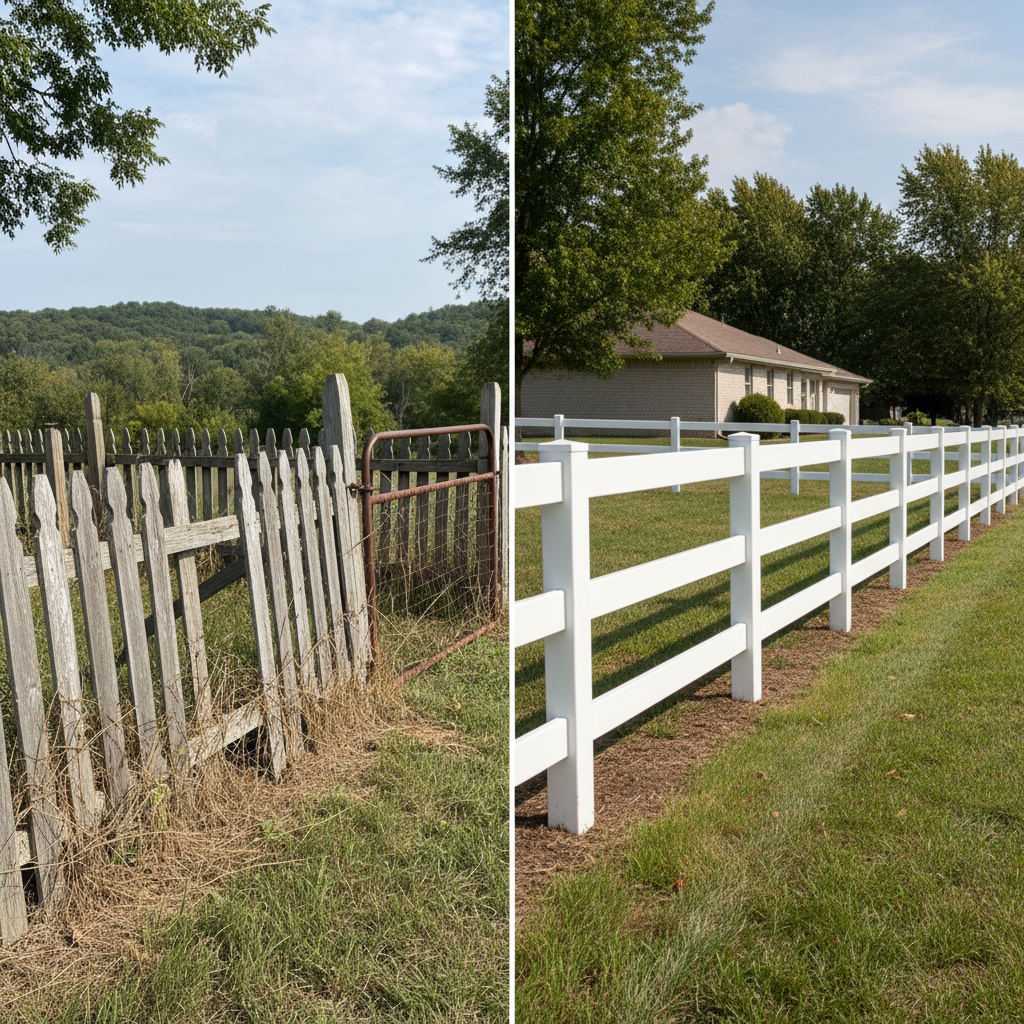 Completed farm fencing work at a residential property in Bellevue, NE