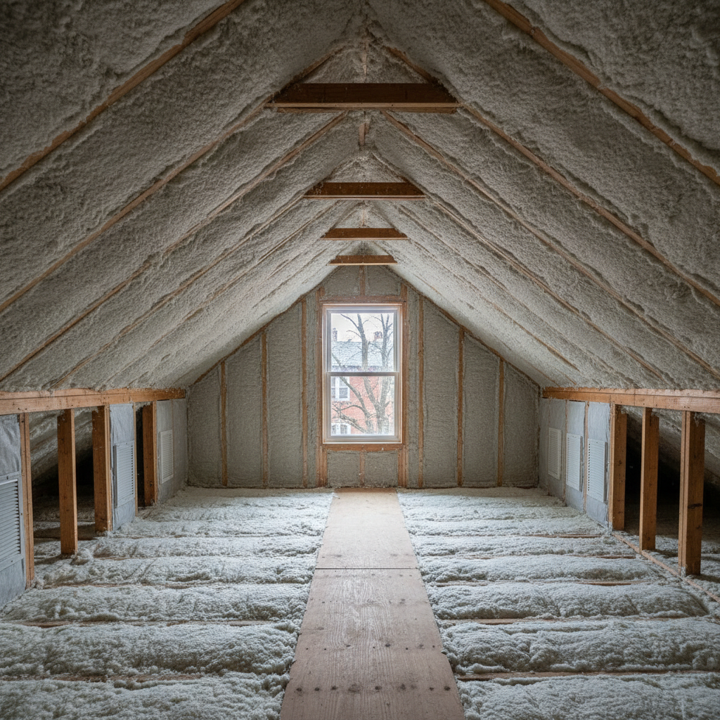 Completed attic insulation work at a residential property in Brooklyn, NY