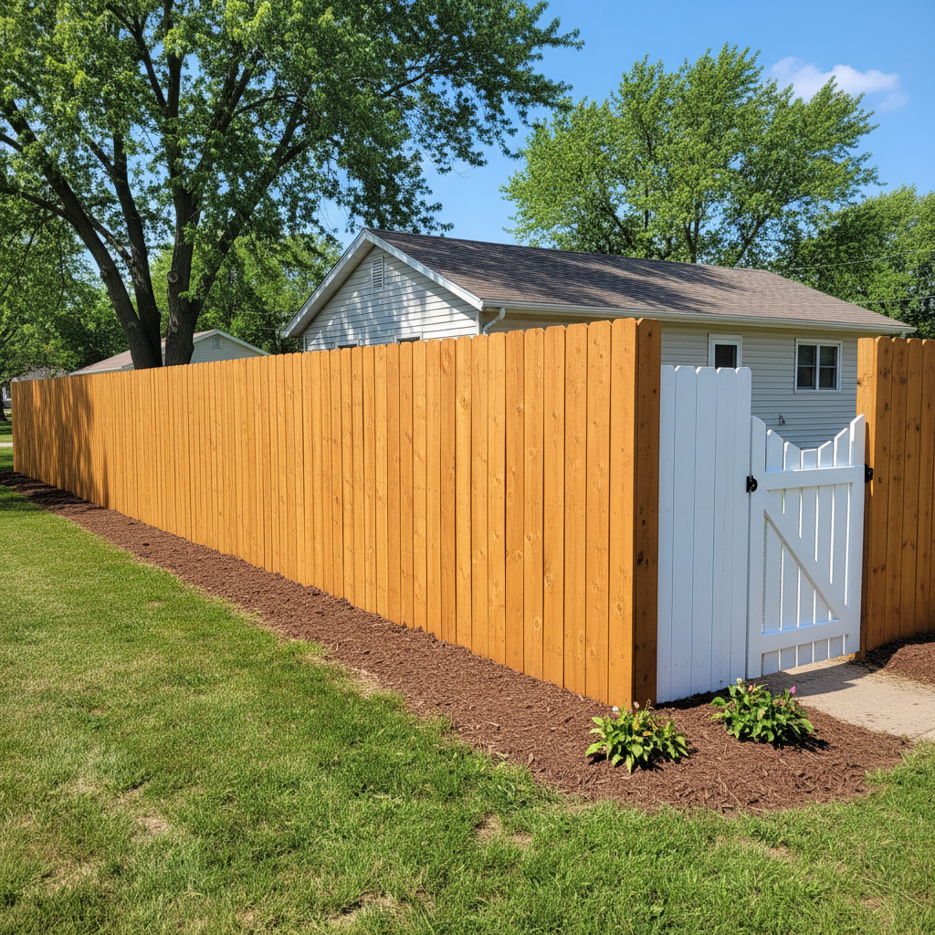 Completed fence staining and painting work at a residential property in Fremont, NE