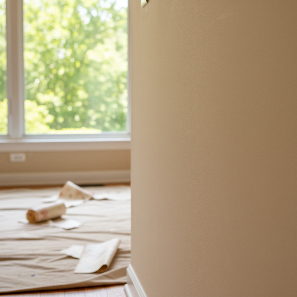 Completed wallpaper removal work at a residential property in Fayetteville, NC