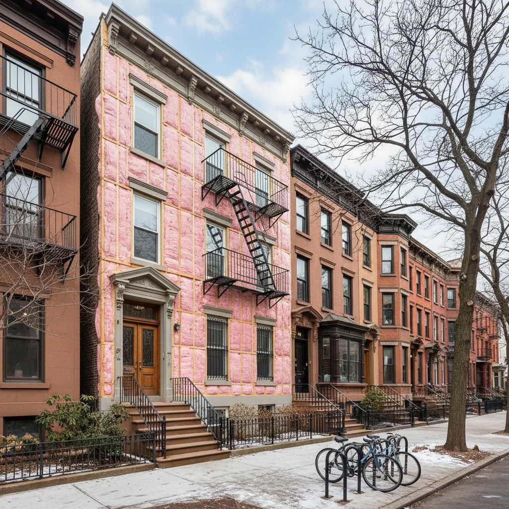 Completed batt insulation installation work at a residential property in Brooklyn, NY