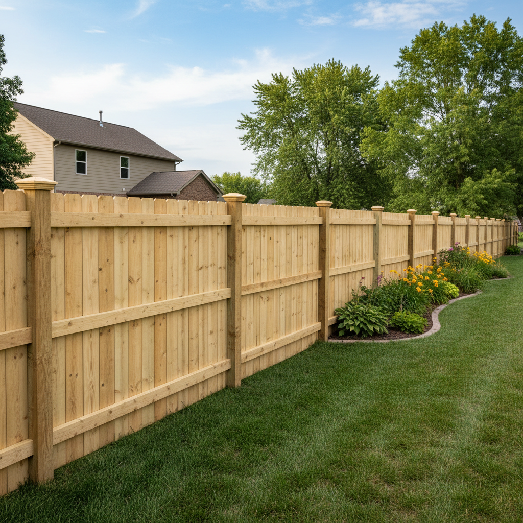 Completed wood fence installation work at a residential property in Lincoln, NE