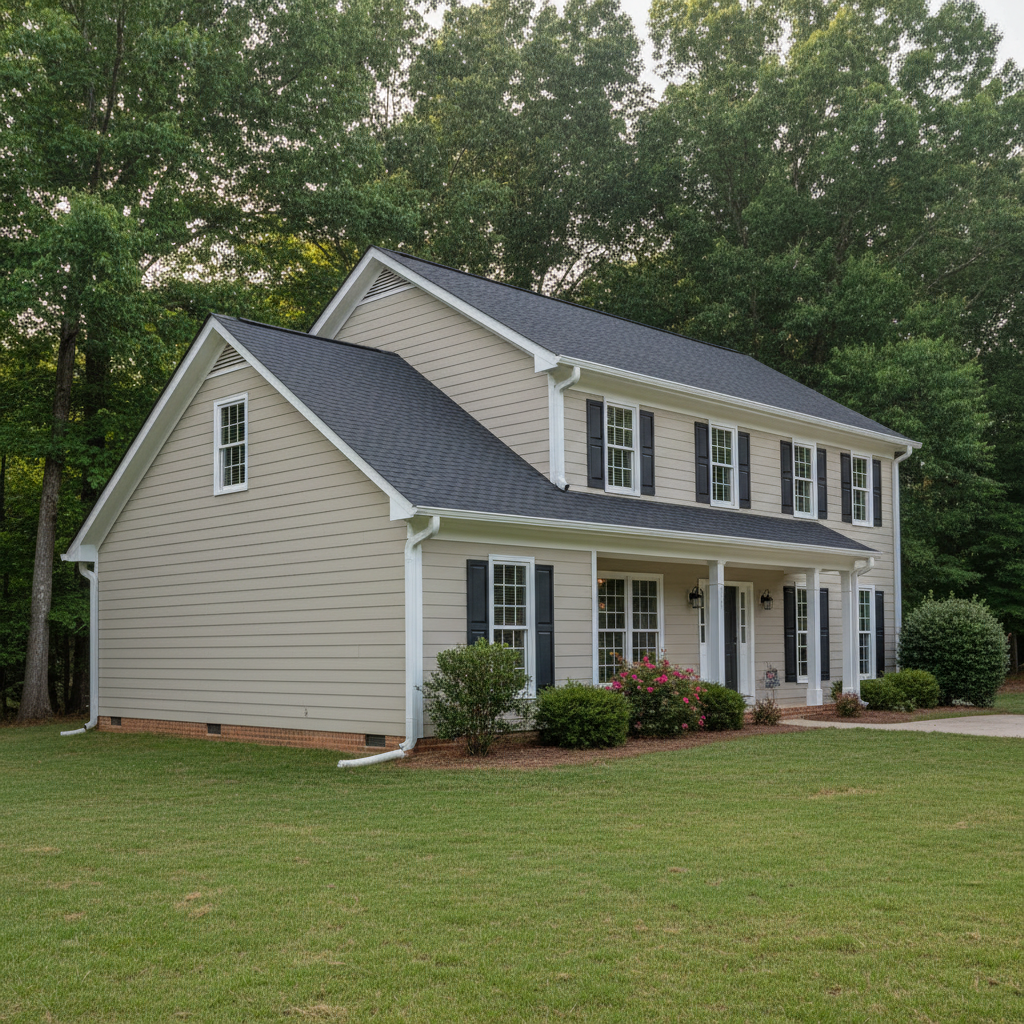 Completed fascia board repair work at a residential property in Durham, NC