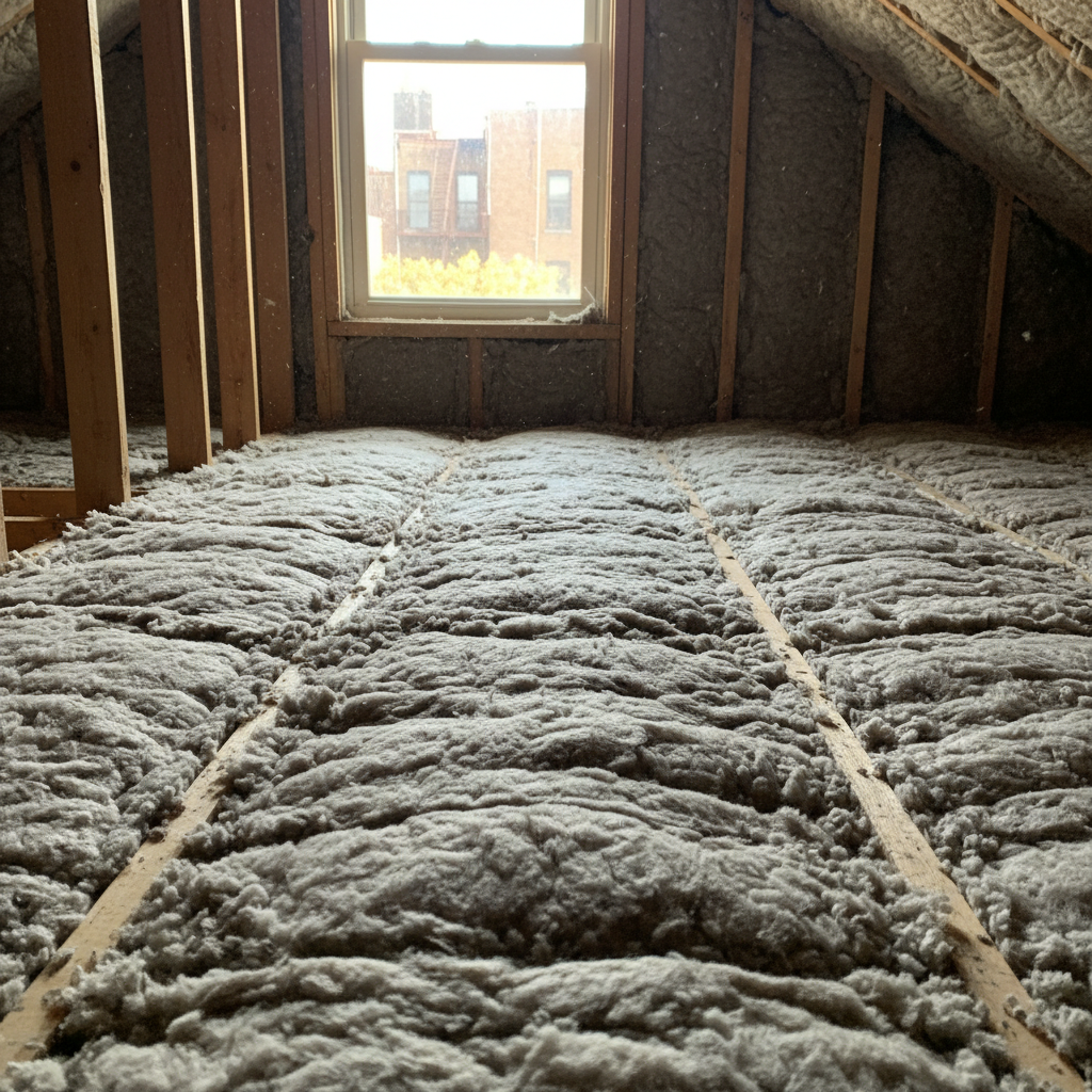 Completed attic insulation work at a residential property in Brooklyn, NY
