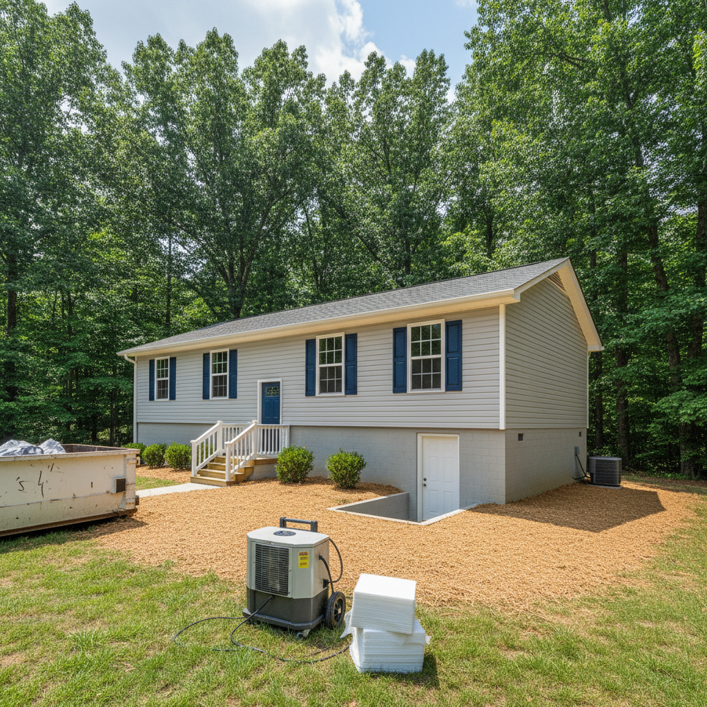 Completed mold remediation work at a residential property in Eastover, NC