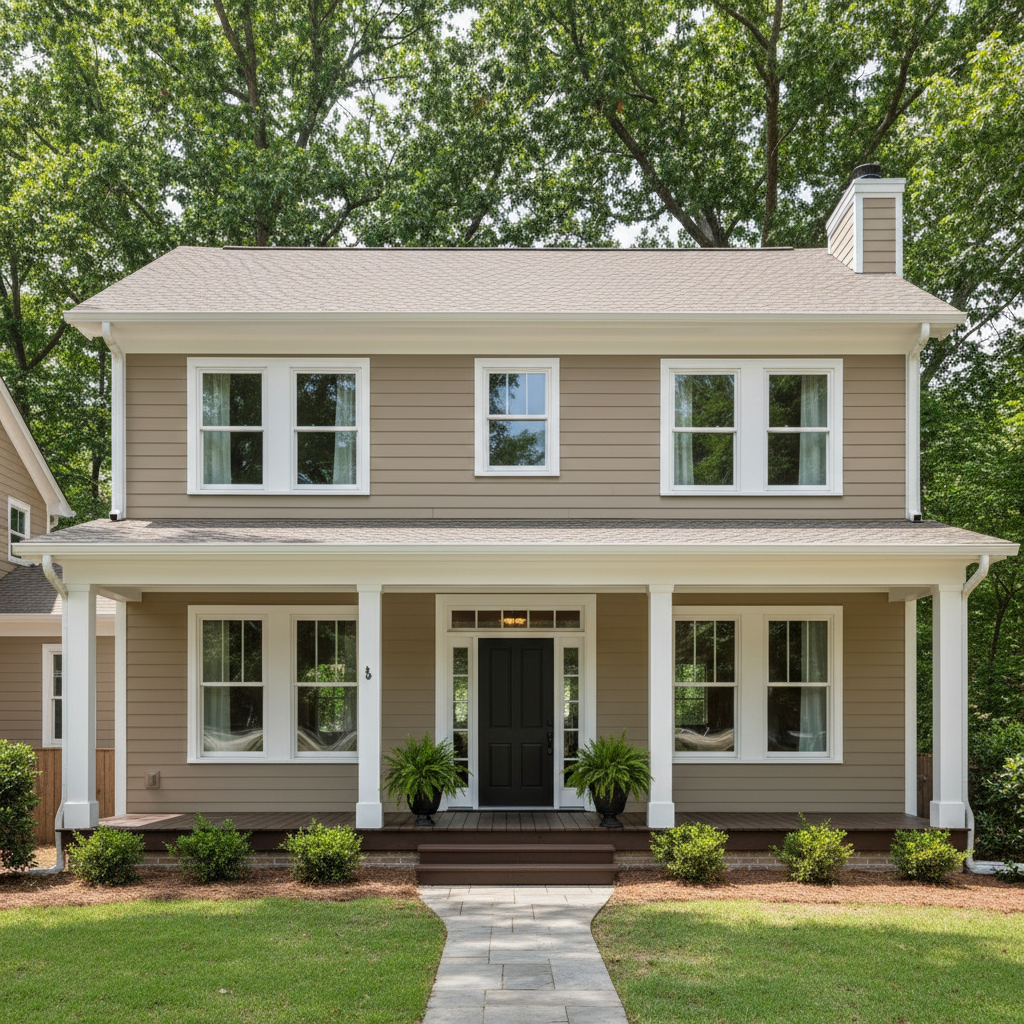 Completed exterior painting work at a residential property in Fayetteville, NC